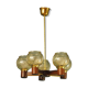 Scandinavian chandelier in mahogany wood and brass