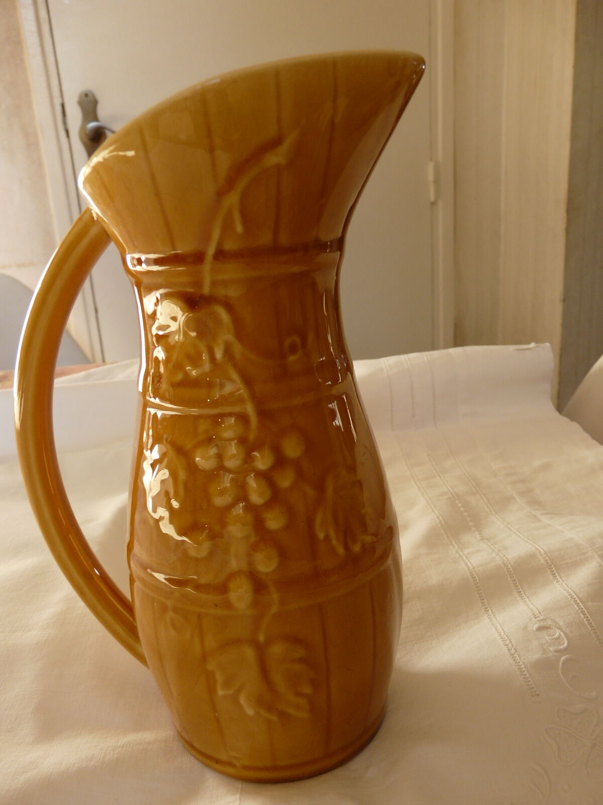 Pitcher ceramic decanter slurry sarreguemines 1/2l