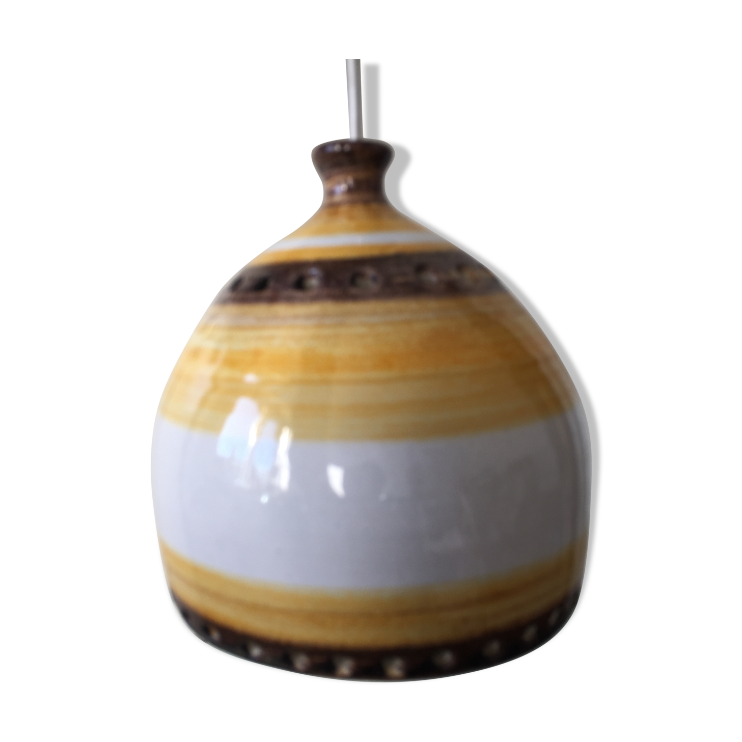 Danish 1960s Glazed Stoneware Pendant Lamp