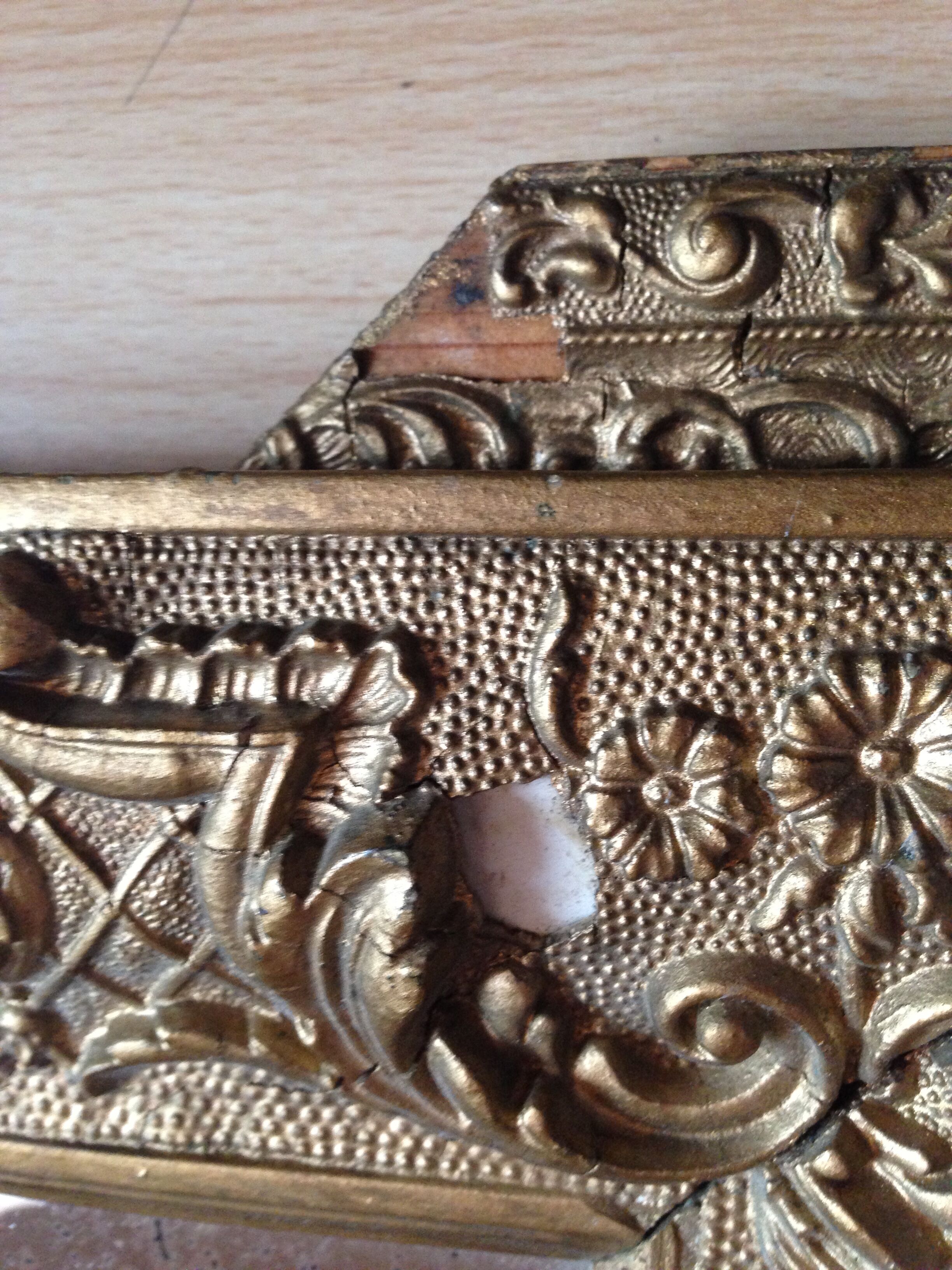 Mirror old wood and gilded stucco 57x71cm