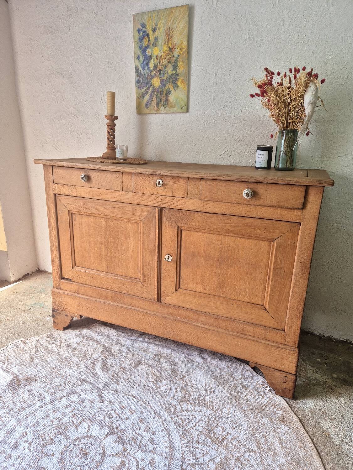 Vintage solid oak sideboard