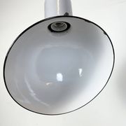 Lampe à suspension industrielle en émail gris, années 1960