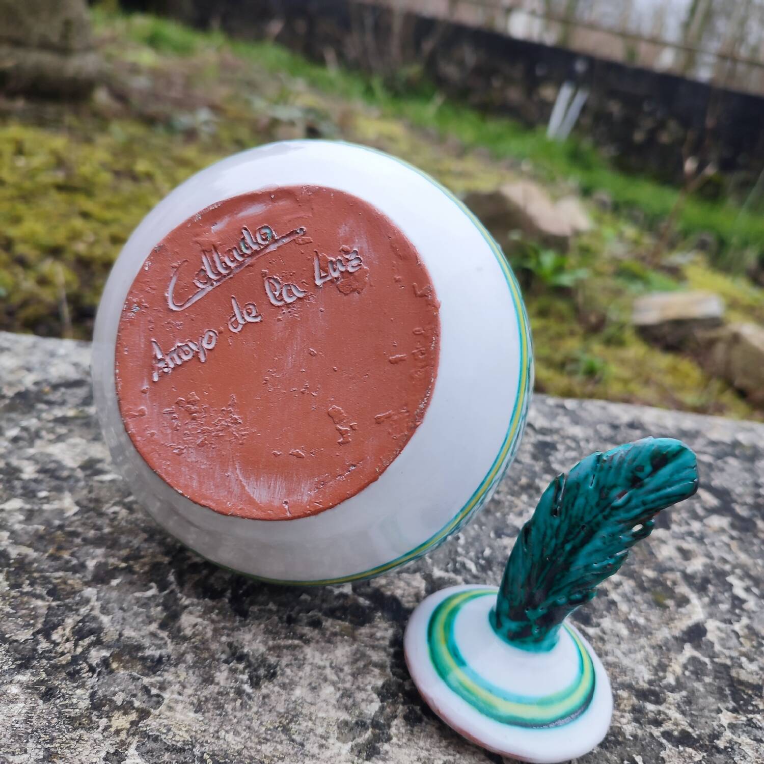 Bouquetière, flower vase in Spanish enamelled ceramic