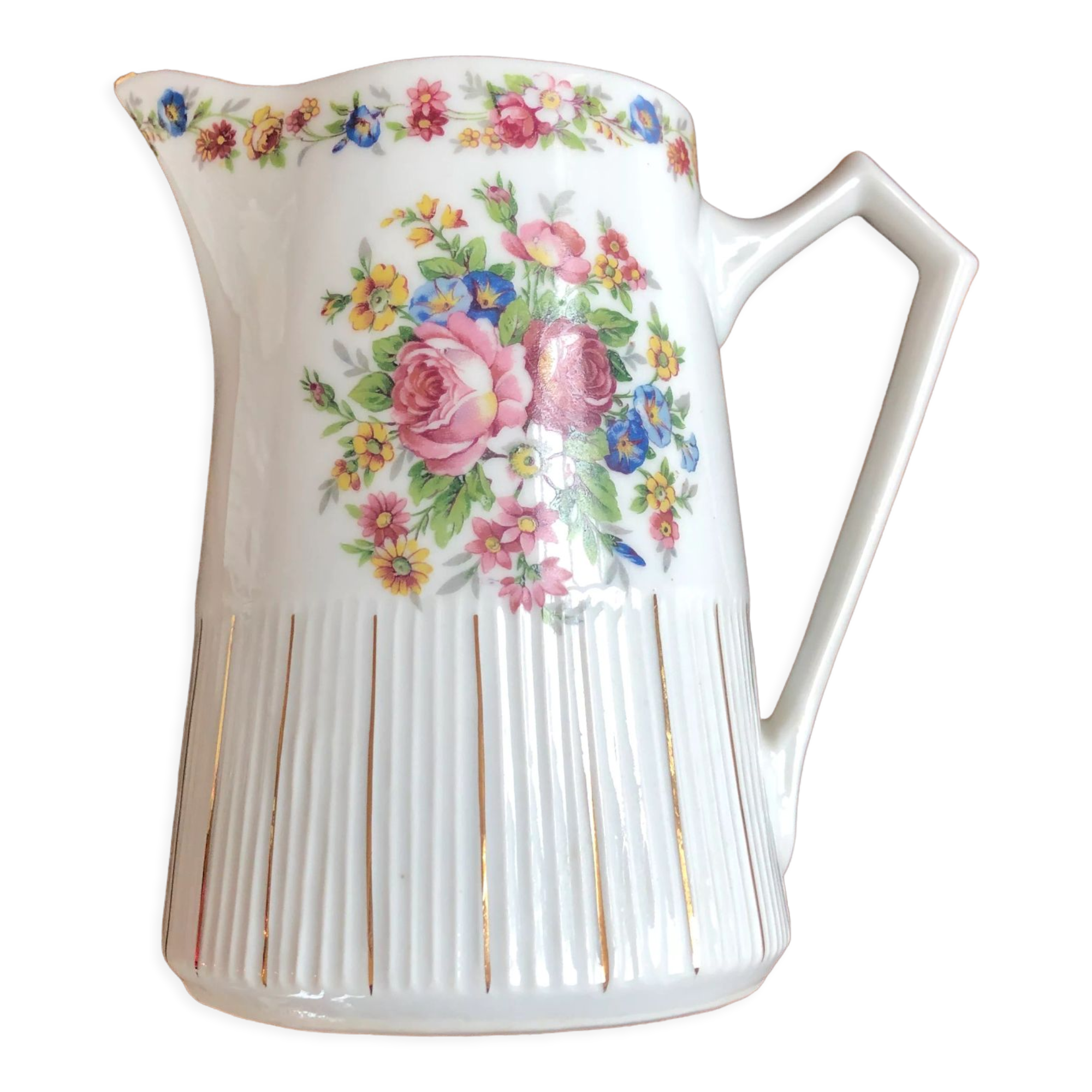 Porcelain pitcher with flowers