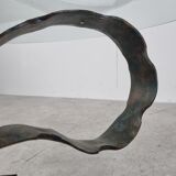 Table basse à fleurs en acier sculpté, années 1970
