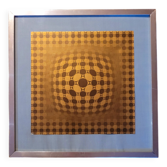 Ancien tableau vintage signé Vasarely Vega JG années 60