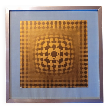 Old vintage painting signed Vasarely Vega JG from the 60s