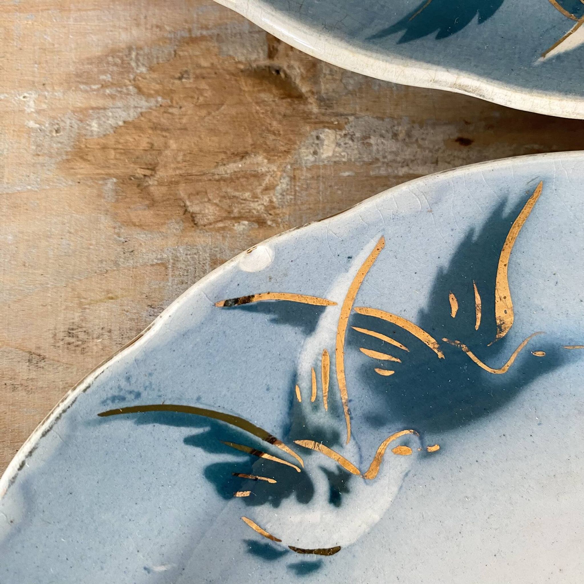 Rares assiettes à dessert Terre de Fer Choisy le roi , oiseaux