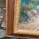 Oil painting on canvas, house and lake, 120x80cm