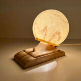 Vintage Art Deco Table Lamp, 40 years, Bakelite Melamine Opaline Marble