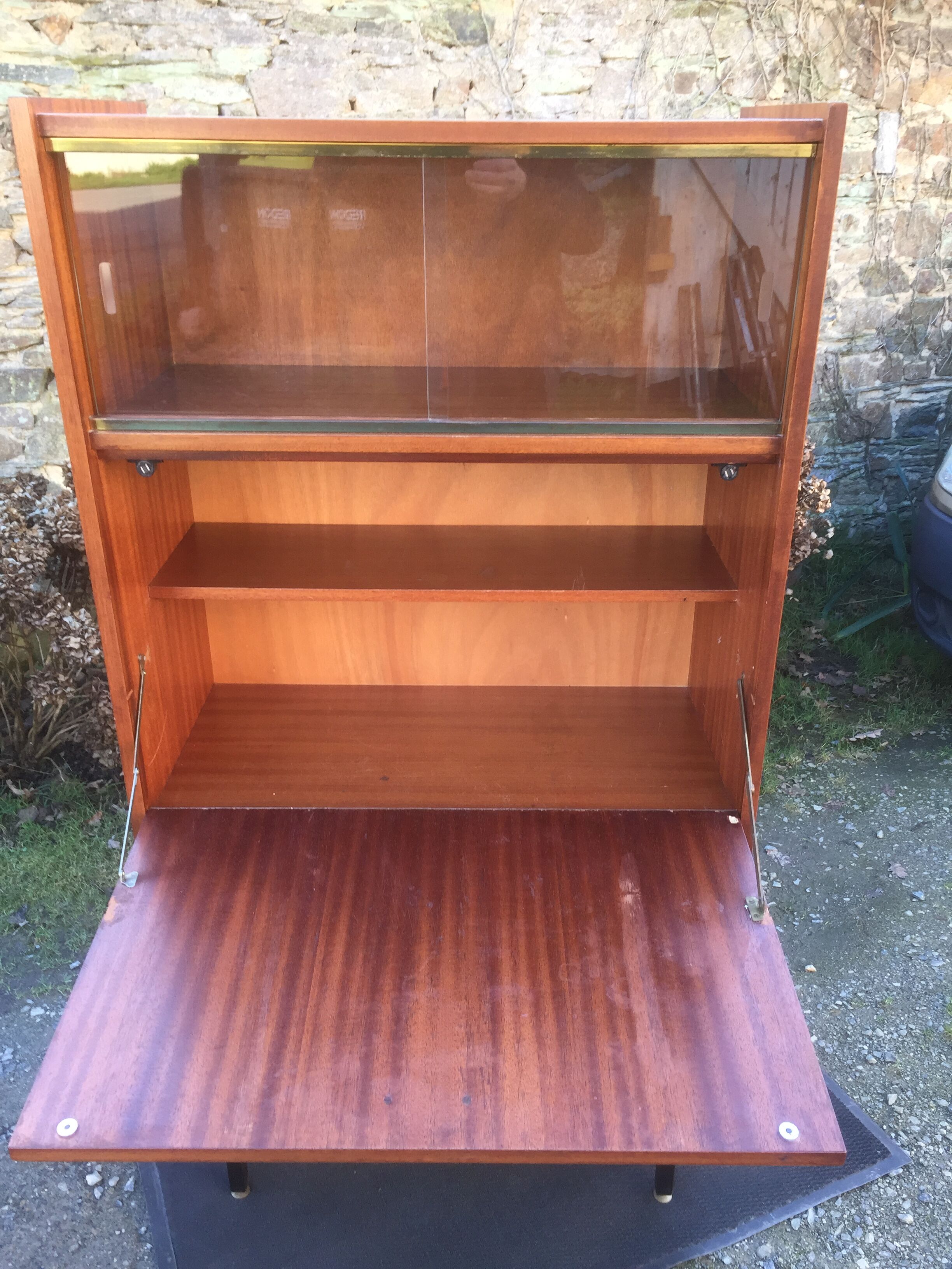 Vintage teak secretary with 3 drawers