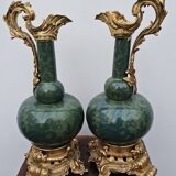 Pair of Chinese export porcelain vases in Louis XVI style mounted in gilded bronze