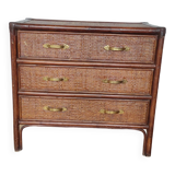 Commode osier et bambou poignées en laiton