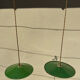 Industrial suspension pair with XL enamelled metal lampshade.