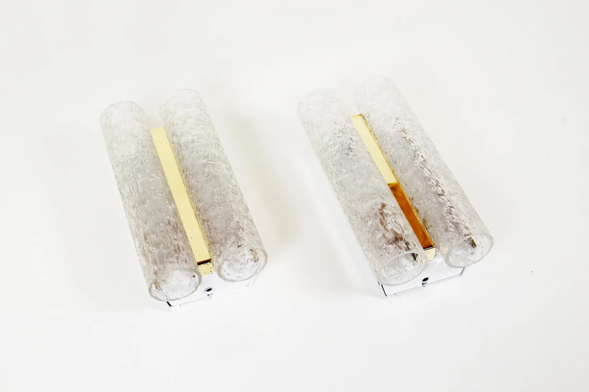 Pair of wall lamps in brass and glass by Doria Leuchten