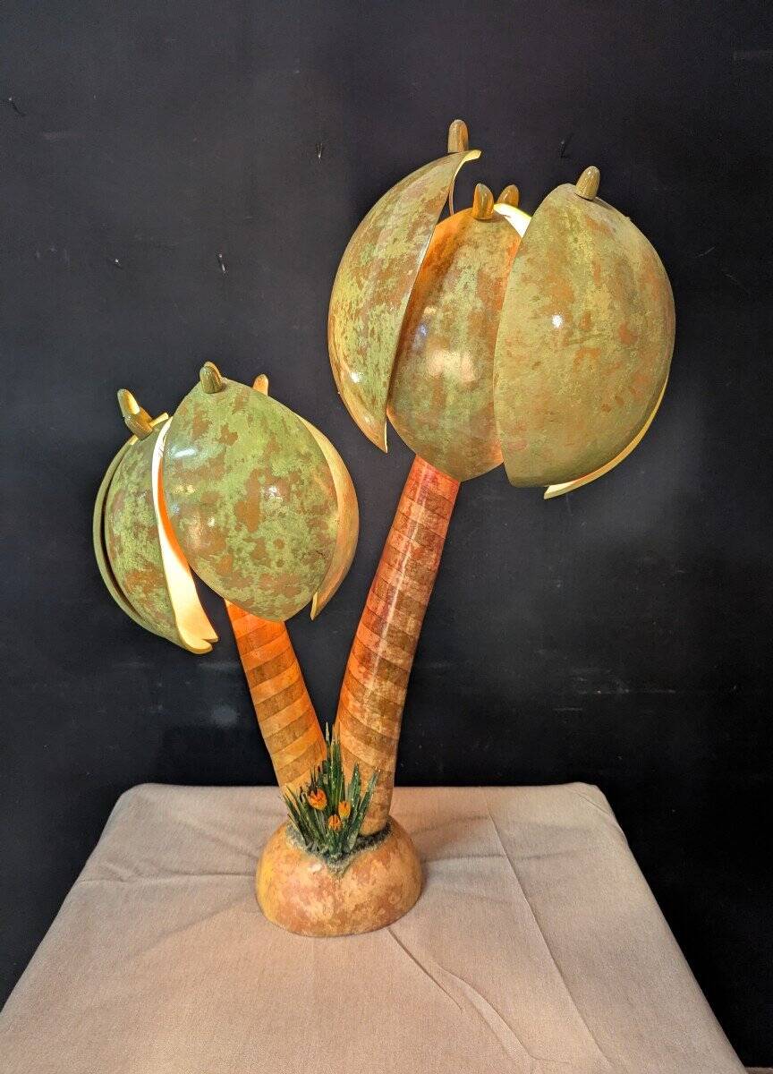 Vintage coconut wood lamps