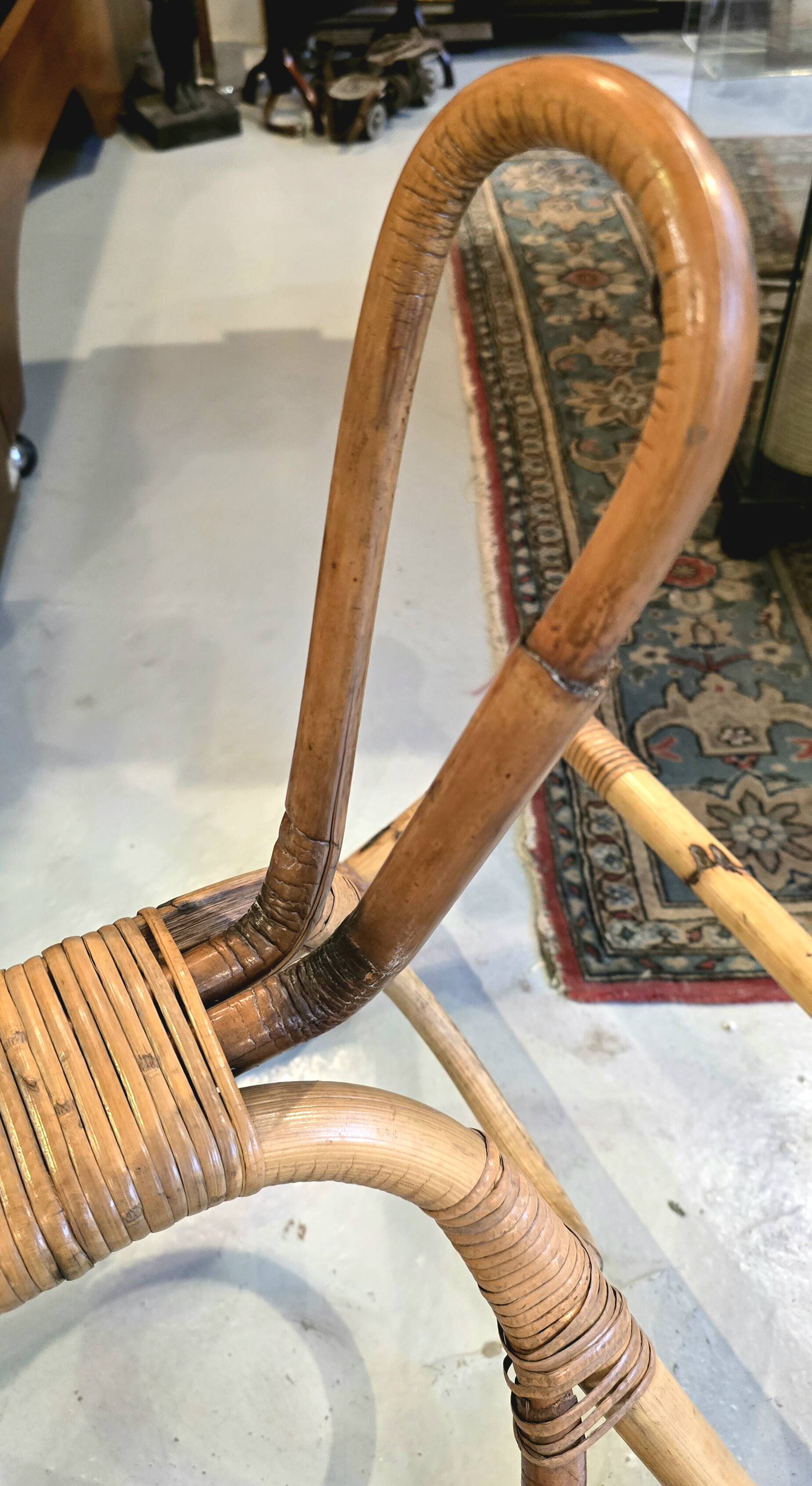 Vintage 1960s/70s rattan and bamboo rocking horse