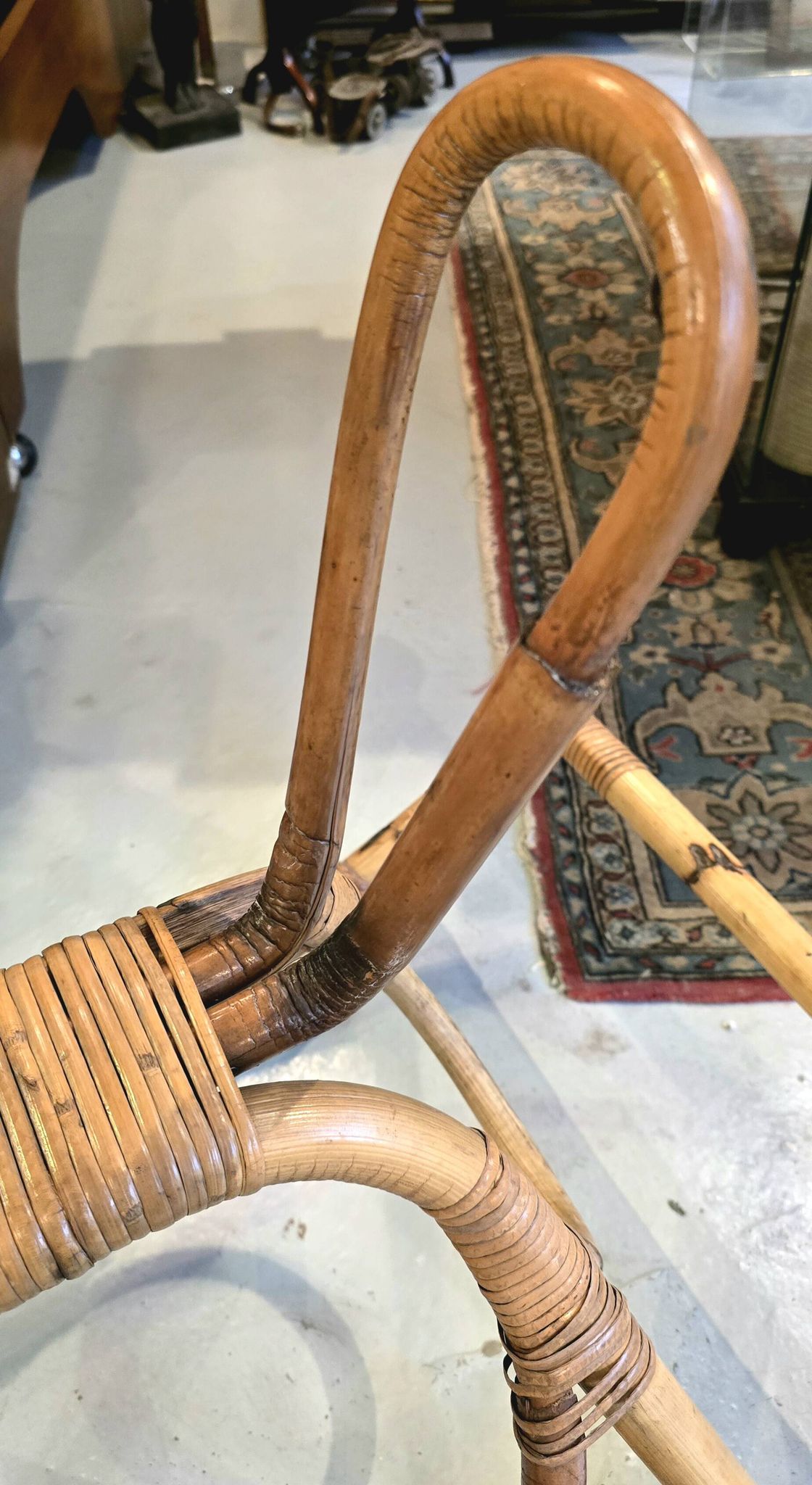 Vintage 1960s/70s rattan and bamboo rocking horse