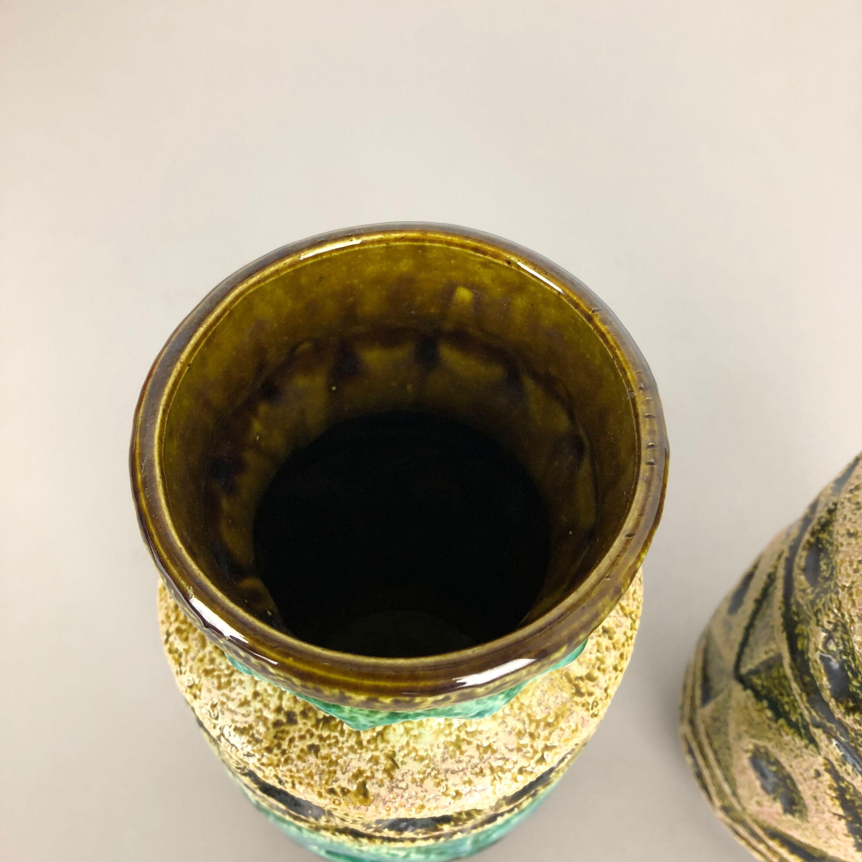 Set of 2 Multi-Color Op Art Pottery Floor Vase by Bay Ceramics, Germany, 1960s