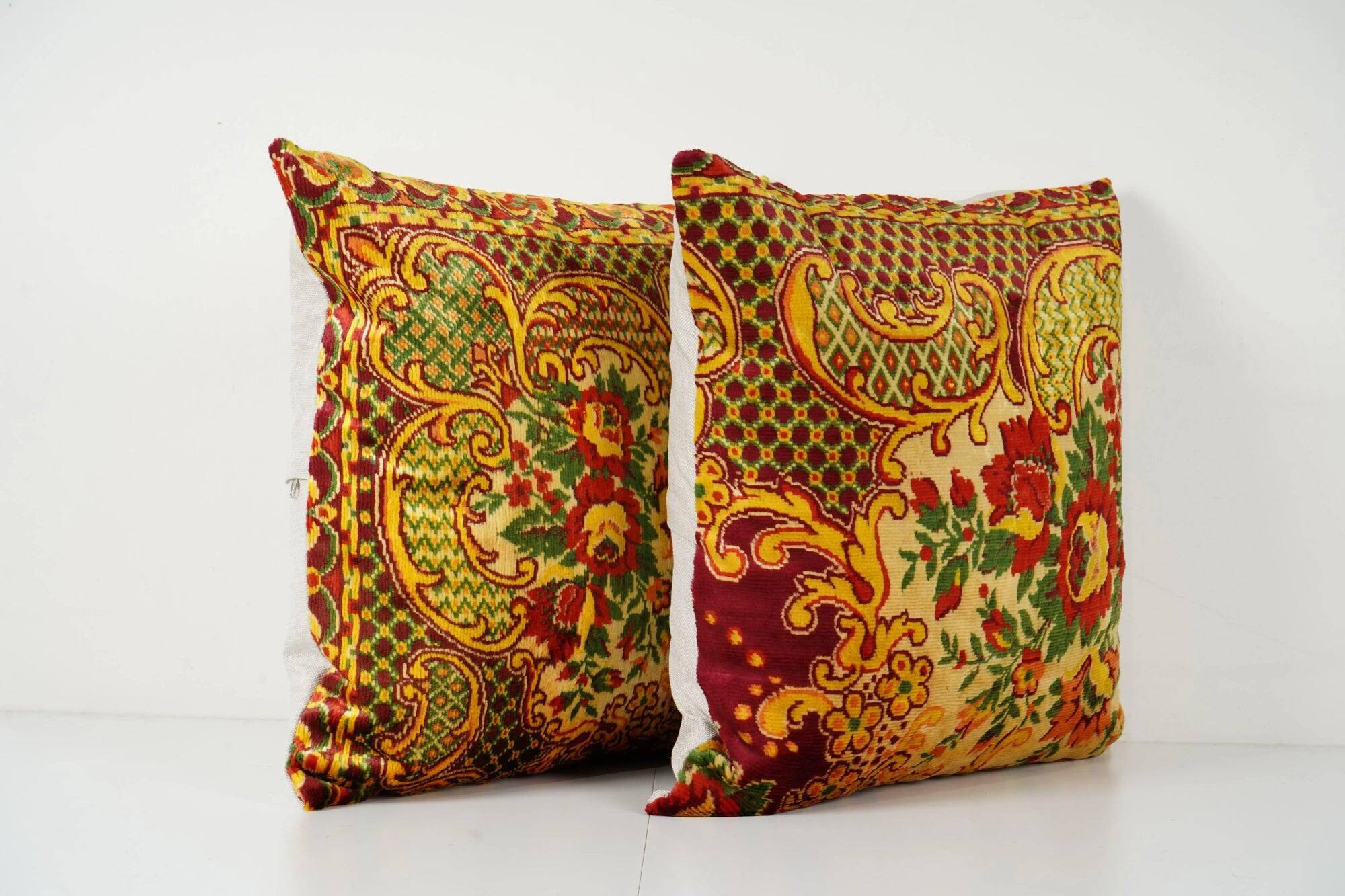 Set of 2 vintage velvet cushion covers 51x51 cm