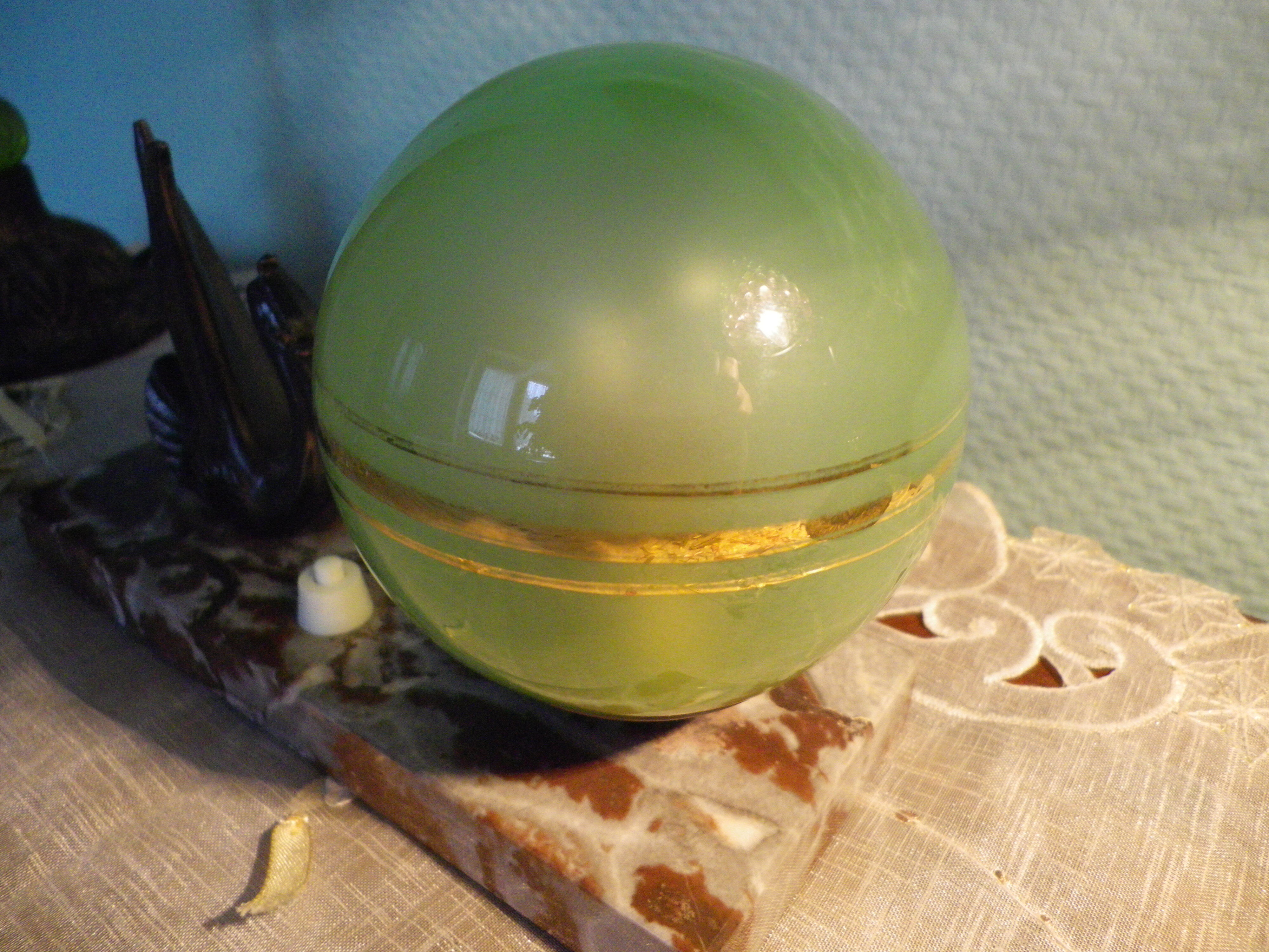 Table lamp, art deco, opaline, marble, bronze patinated metal, 30s/40s