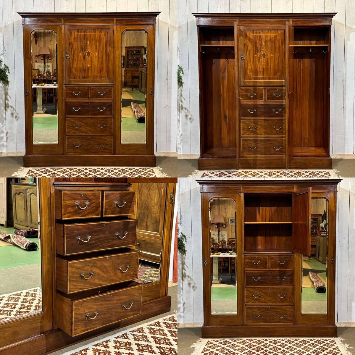 Armoire dressing anglaise en acajou 19ème