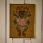 Pair of canvases on jute, ethnic art, framed by Trousson et Cie, Roubaix, 1970s.