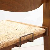 Chaise vintage tout bois caramel et assise paillée