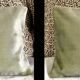 Pair of cushion covers, old velvet and green linen