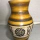 Old Beige Ceramic Vase - Black Drawings - Interior Marron Germany Vintage