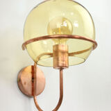 Lampe murale en cuivre et en verre du milieu du siècle