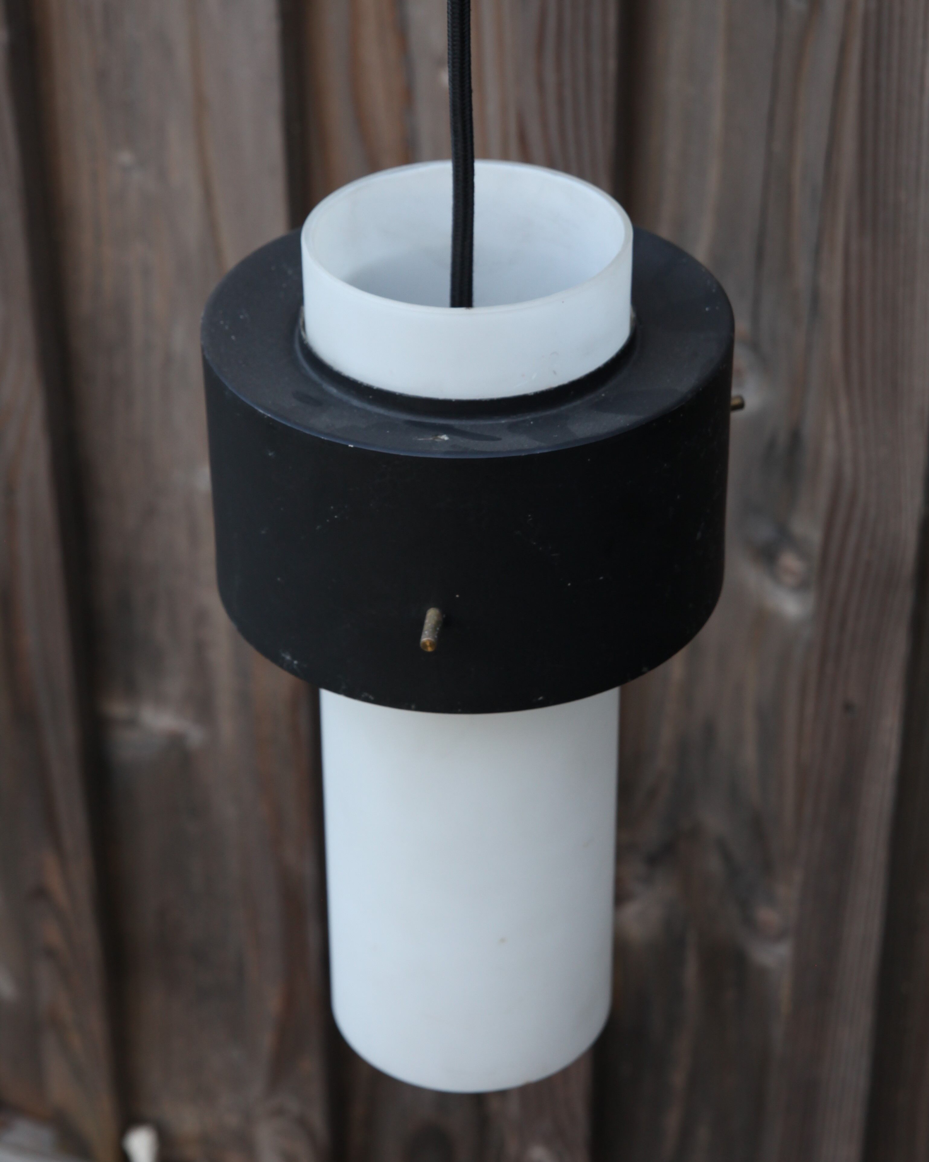 Frosted glass and metal pendant lamp by Louis Kalff for Philips