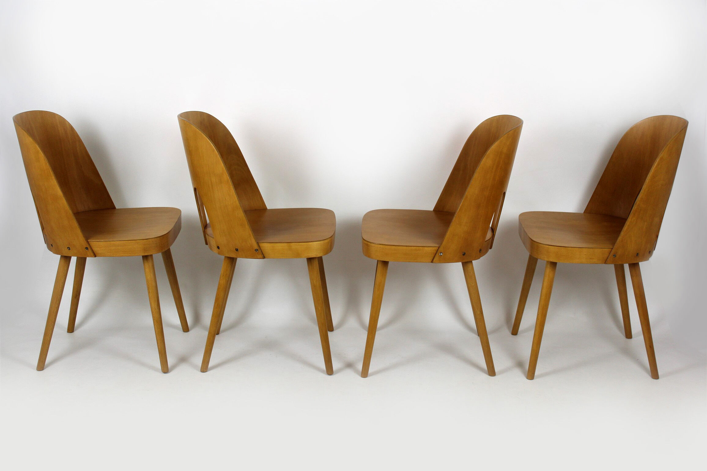 Wooden chairs by oswald haerdtl for ton (thonet), 1960s, set of 4