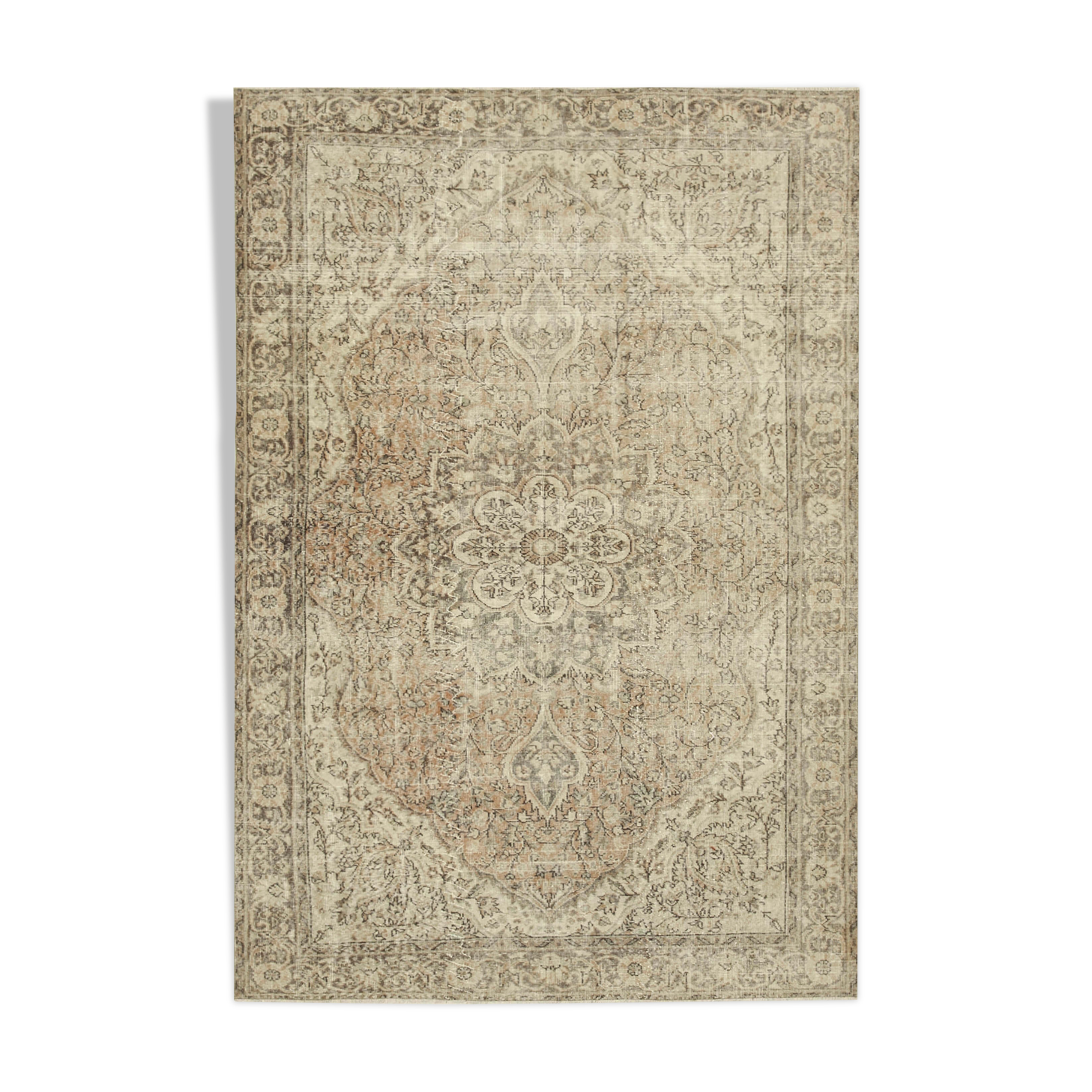 Handwoven one-of-a-kind anatolian beige carpet 195 cm x 300 cm