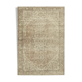 Tapis beige anatolien unique en son genre tissé à la main 195 cm x 300 cm