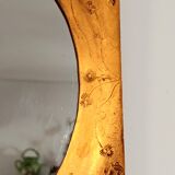 Small octagonal mirror in gold leather