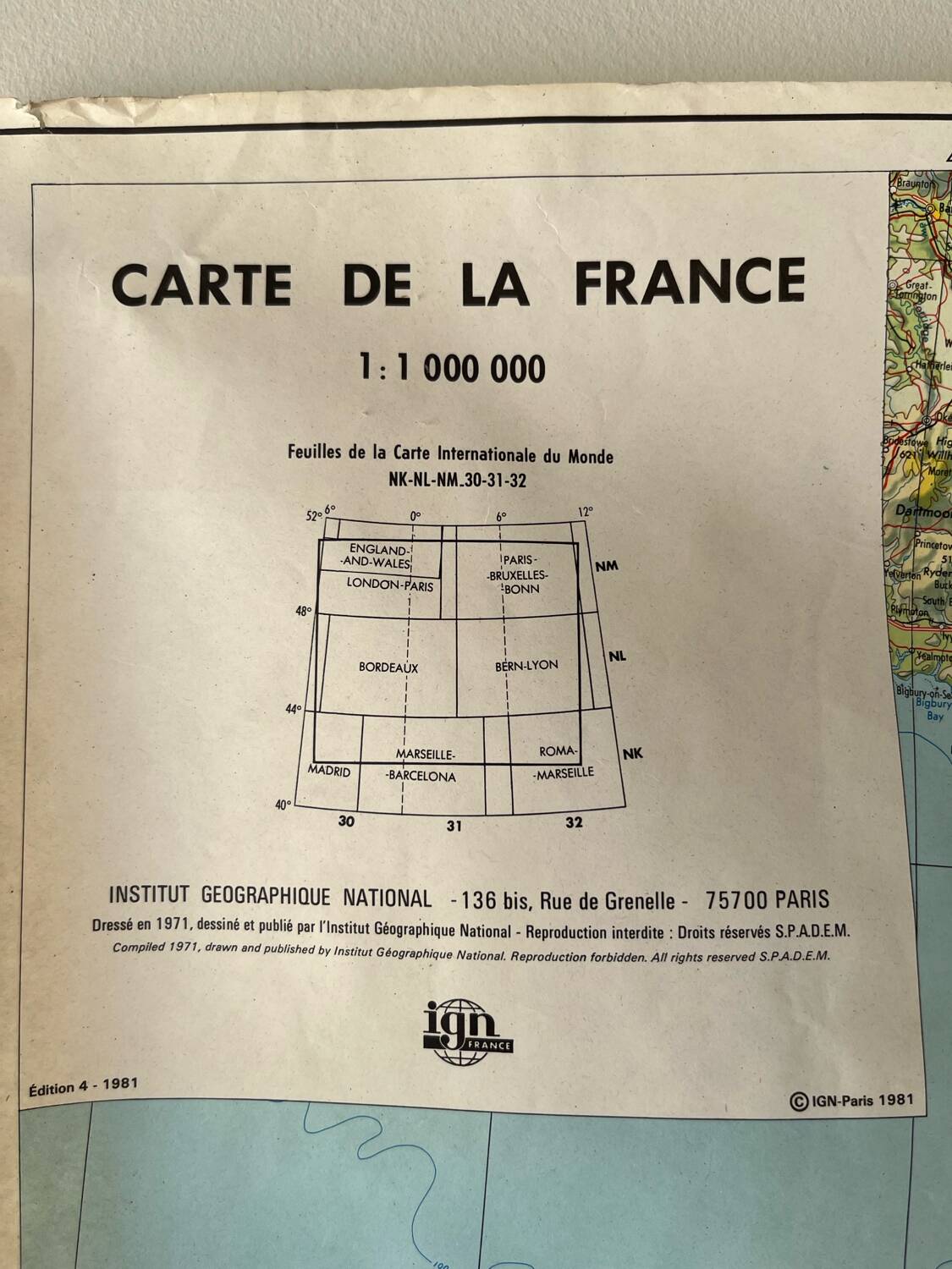 Large map of France 1981