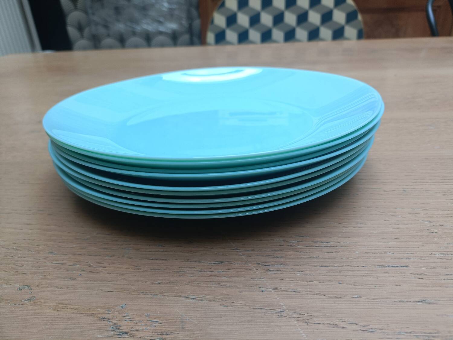Ten beautiful vintage turquoise plates