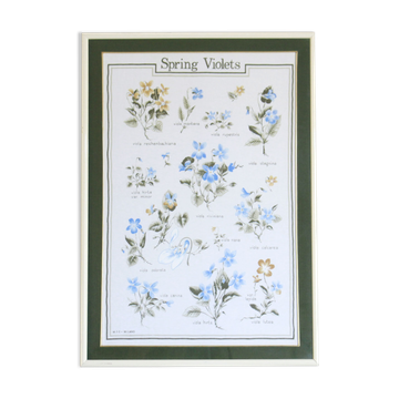 Affiche du tableau des fleurs violettes vintage des années 1960