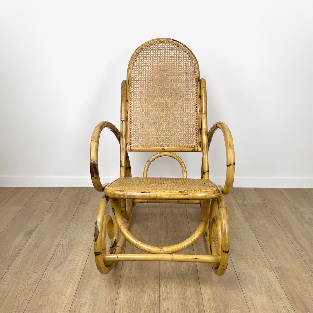 Rocking Chair rattan and canning 70's