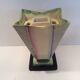 Hand painted art deco vase by Myott and son with flower holder in the centre