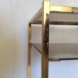End table in metal gold chrome to three trays of smoked glass years 70/80