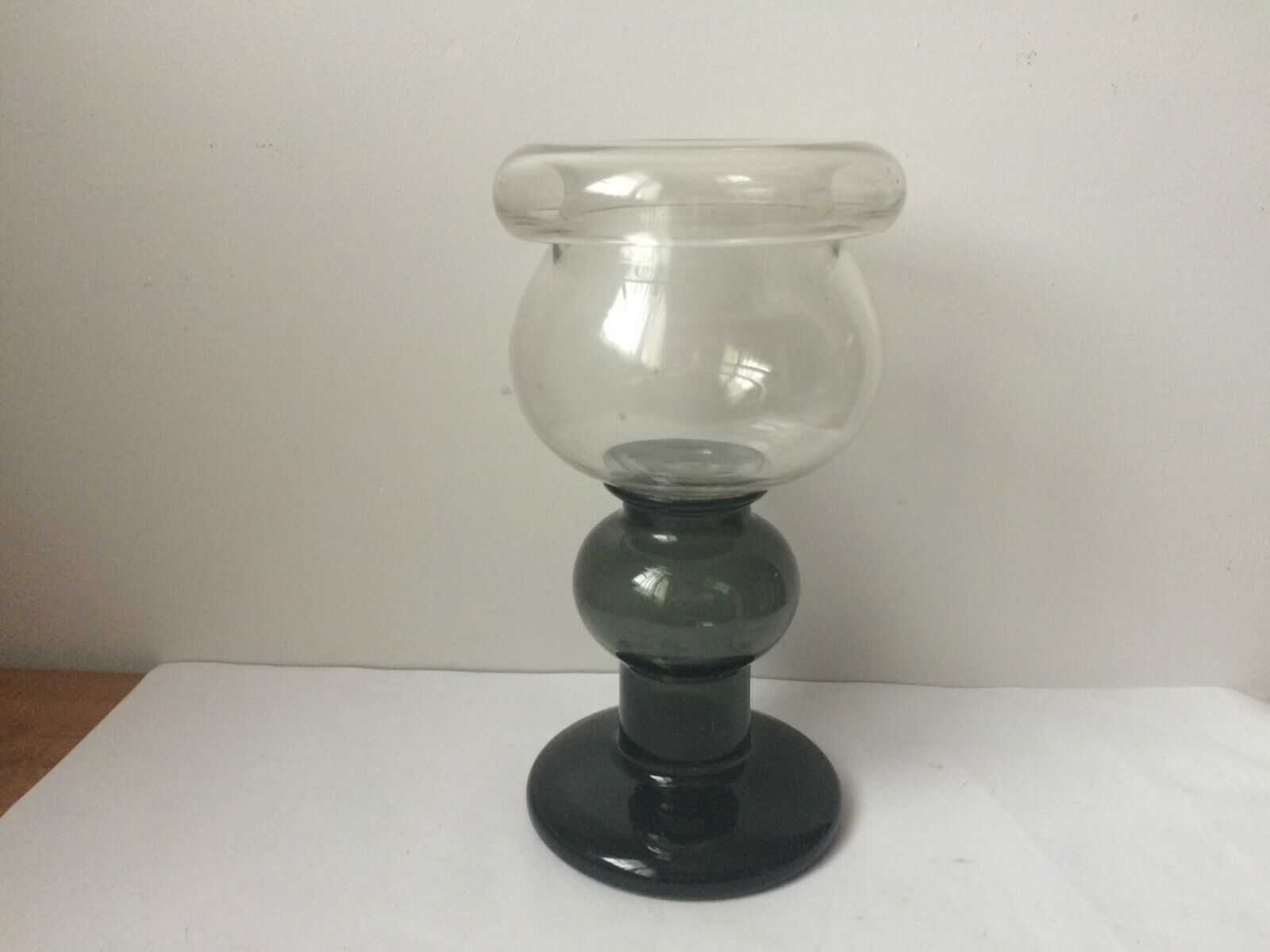 Vase ball on foot in smoked glass 70s