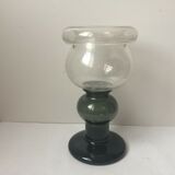 Vase ball on foot in smoked glass 70s