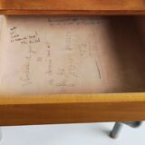 1950s wooden and metal boarding school bedside table
