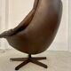 Vintage danish mid century leather swivel egg chair by bramin 1960,s