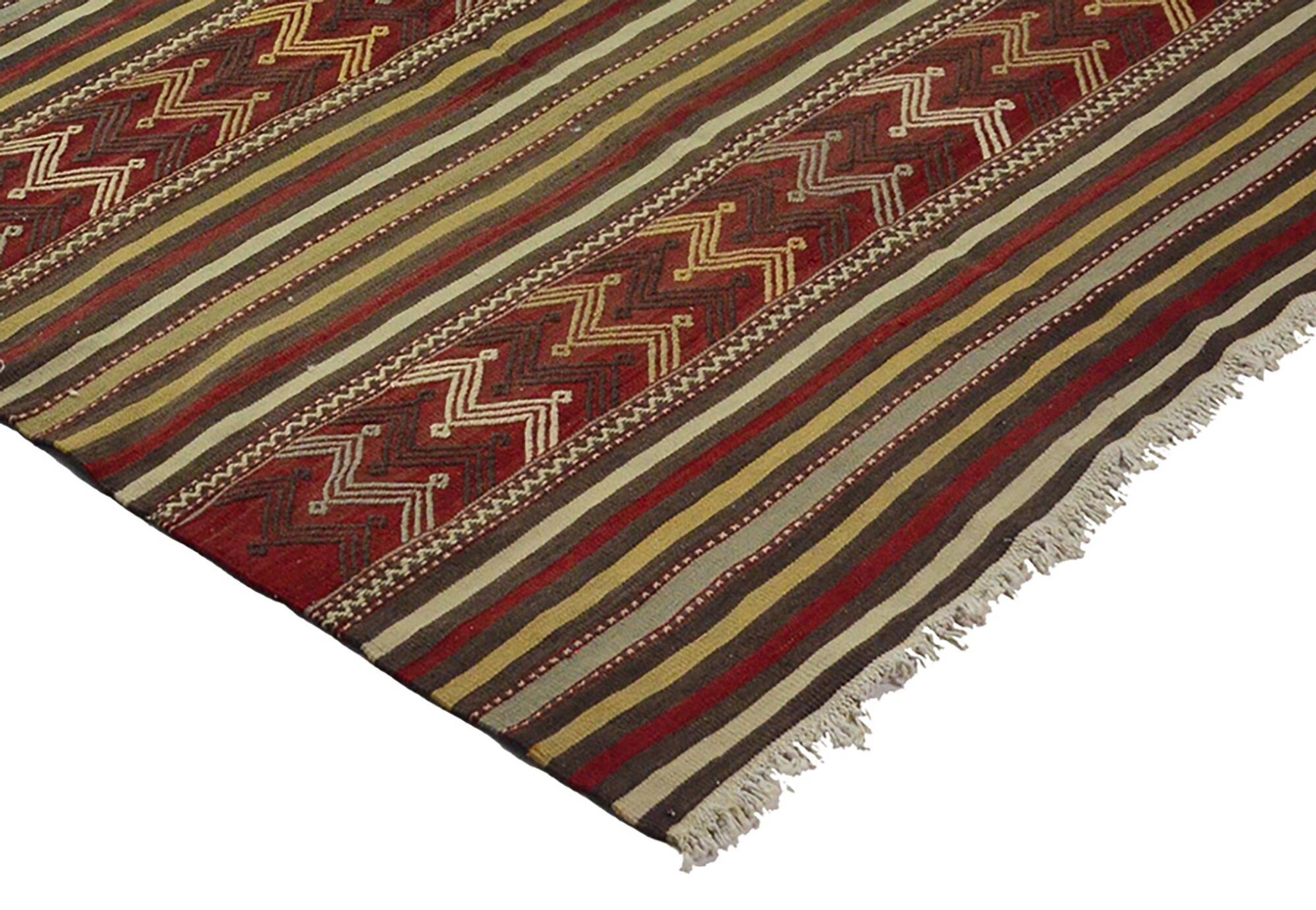 Grand Turkish Kilim Yoruk Vintage 150x300 cm Geometric Stripes