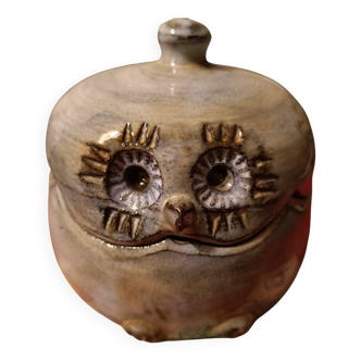 Signed ceramic owl box