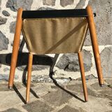 Set of 6 Danish chairs with black leatherette seats