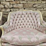 Pair of 1960s silk bergère armchairs